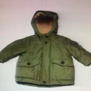 Green Hooded Jacket with Faux Fur Lining